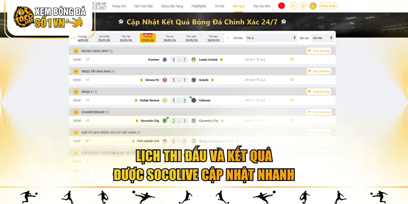 lịch thi đấu luôn được cập nhật nhanh nhất mỗi ngày